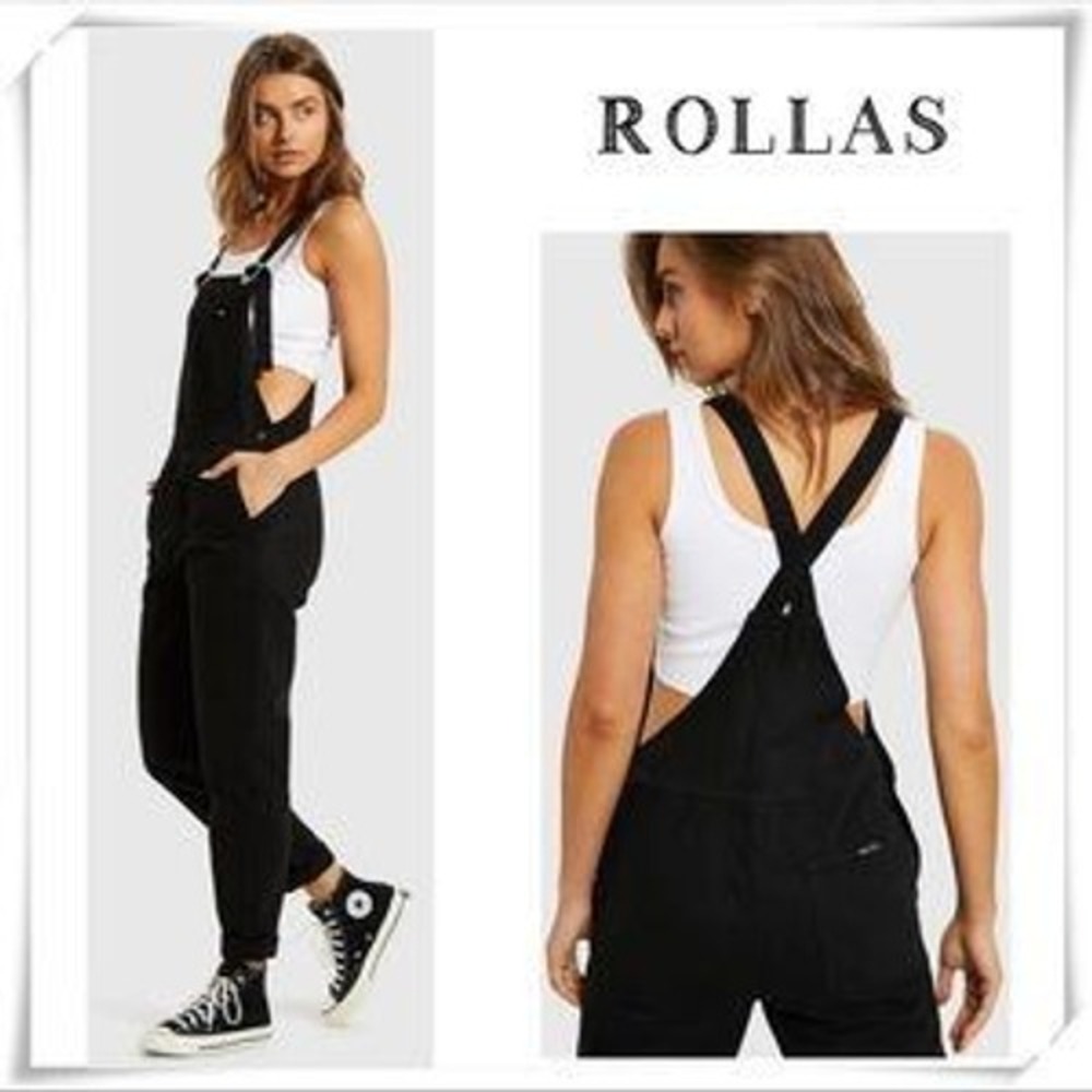 Rolla's Mechanic Overall Black Denim‎ Overalls Size XL Comfort Goth Utility